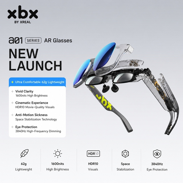 XREAL XBX A01 Smart AR Glasses [Global First Launch] China 62g Ultra-Lightweight Wear Support HDR10 1600 Nits 50 FOV Movie