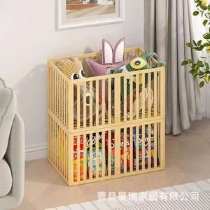 Panier de rangement rectangulaire en bambou empilable pour jouets et housses de couette, idéal pour l'organisation domestique sur pied - Product Image 1