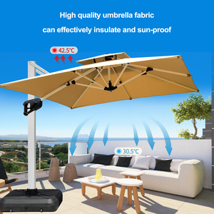 Parasol de jardin cantilever tendance pour l'extérieur, avec éclairage LED solaire et bases incluses - Product Image 5