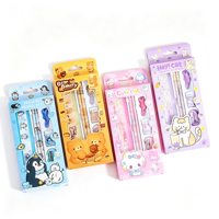 Ensemble de papeterie pour enfants 6 en 1, crayon, règle, gomme, taille-crayon, stylo à prise ergonomique, ensemble de stylos mignons, cadeau scolaire pour enfants, kit cadeau promotionnel