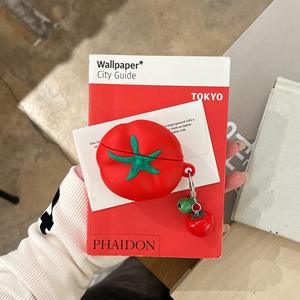 Étui de protection 3D amusant en silicone motif tomate pour <span class=keywords><strong>AirPods</strong></span> 1 2 3 4 Pro 2 avec pendentif - Product Image 3