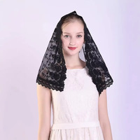 Voile de chapelle noir en dentelle florale pour femme, couvre-chef gothique pour mariage et Halloween, style espagnol, look élégant et chic