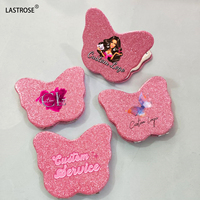 Private Label Makeup Mini Small Mirror Hand pink Glitter Double Side Foldable Portable Pocket Compact Travel Butterfly Mirror