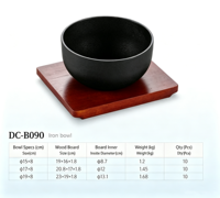 Bol à Bibimbap Coréen en Fonte de 15, 17, 19 cm avec Support en Bois, Non Revêtu, Compatible Plaque de Cuisson, Idéal pour Restaurant et Maison, Personnalisation OEM
