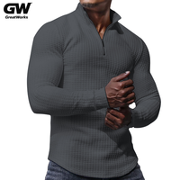 Pull-over décontracté pour homme, style coréen, couleur unie, tricoté, anti-plis, grande taille, avec fermeture éclair, 100 % polyester