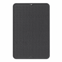 Grand tapis de séchage en silicone 40x30cm avec nervures de drainage surélevées, antidérapant et flexible, pour tasses, vaisselle et comptoir de cuisine