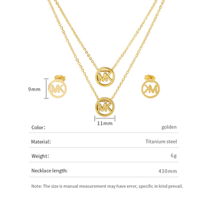 Ensembles de <span class=keywords><strong>Bijoux</strong></span> en Acier Inoxydable MK pour Femmes, Collier Pendentif de Mode pour <span class=keywords><strong>Femme</strong></span>, <span class=keywords><strong>Cadeau</strong></span> Américain, Chaîne de Fête, Mariage - Product Image 6