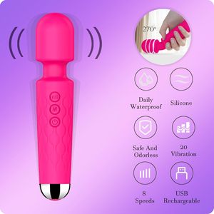 Vibrador tipo varita, juguete sexual para adultos, estimulación del clítoris/punto G, 8 velocidades/20 patrones, totalmente impermeable, 1 pila D, 6 onzas (rosa) - Product Image 6