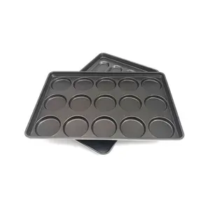 Moule à hamburger 4 pouces Heavy Duty 15 Cups Aluminized Steel round Muffin Cake Cupcake Baking Pans Mini Brownie Cake Baking Mold Tra