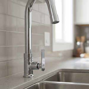 Grifo de Cocina de Aleación de Zinc Duradero con Caño Giratorio Alto Tipo Cuello de Cisne, Montado en Cubierta, para Fontanería Moderna - Product Image 2