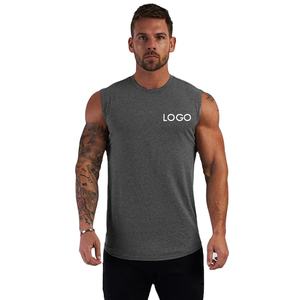 2024 usine é<span class=keywords><strong>t</strong></span>é personnalisé 95% coton sans manches <span class=keywords><strong>T</strong></span>-shirt hommes Gym Singlet Fitness côtes débardeur - Product Image 1