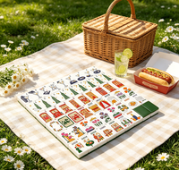 Jeu de Mahjong américain en acrylique personnalisé avec les monuments de New York, 160 pièces gravées, jeu de société de voyage, souvenir, cadeau