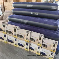 Intex Faltbare Aufblasbare Luftmatratze für Camping, Einzelbett, Verstärkt, für Outdoor und Zuhause, Große Beflockte Luftmatratze