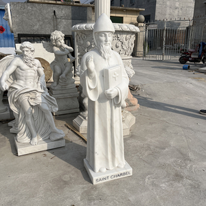 Statue de prêtre ermite libanais en pierre naturelle sculptée à la main, personnalisable, résistante aux intempéries, pour <span class=keywords><strong>jardin</strong></span> d'église - Product Image 5