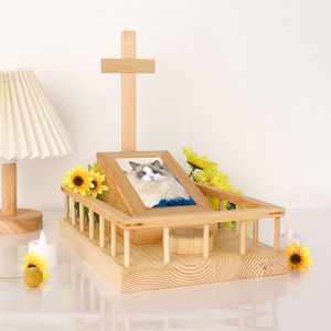 Urna de Madeira para Animais de Estimação com Cruz e Suporte para Foto para Cinzas de Cães e Gatos - Product Image 4