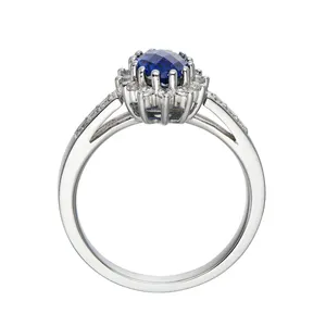 925 Bạc CZ Bridal Wedding CZ Engagement Sapphire Nhẫn Đối Với Phụ Nữ