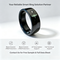 Bague Intelligente en Céramique Noire Effet Miroir Brillant Étanche IP68 Anti-Poussière Transcription Vocale IA Prise en Charge SDK API Démo OEM Télécommande