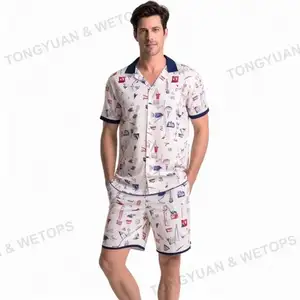 Multiple Style Short Sleeve PJ Cotton Modal Wear Two Piece Sleepwear Cotton Sets Men Pajamas Cotton Men's Sleepwear