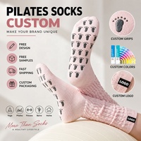 Chaussettes de Pilates OEM personnalisées, brodées, en coton respirant, antidérapantes, pour femmes, idéales pour la barre, le ballet et le yoga, vente en gros
