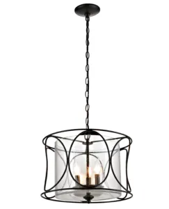 Rustic Farmhouse Seeded Glass Shape Chandelier Lamp Industrial Pendant Ceiling Hanging Light For Kitchen Dining Living Room