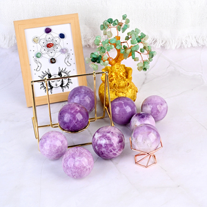 Sphères de cristal en vente en gros, sphère de cristal de lépidolite violette naturelle pour la décoration - Product Image 1