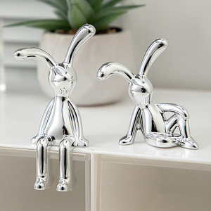 Long Eared Rabbit <b>Ornament</b> 2Pcs Plastic Contemporary Style Living Room Decor <b>Easter</b> Decoration - Product Image 1