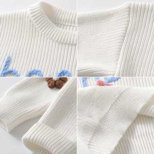 Pull personnalisé pour bébé avec nom brodé, pull tricoté sur mesure pour nouveau-nés filles et garçons, cadeau pour baby shower Noël - Product Image 3