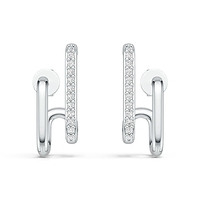 Boucles d'oreilles en moissanite en argent sterling 925, double rangée en forme de U, superposées, pour femmes, bijoux fins minimalistes, cadeau