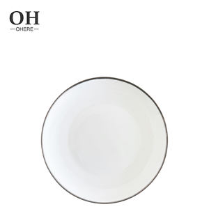 Ohere OEM <span class=keywords><strong>Assiette</strong></span> en céramique à bord <span class=keywords><strong>argent</strong></span>é blanc, service de table en céramique pour restaurant, service de table en <span class=keywords><strong>porcelaine</strong></span> - Product Image 4
