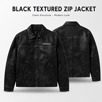 Fabricant OEM/ODM, veste pour homme personnalisée avec logo brodé noir, style rétro américain, simili cuir, streetwear, coupe classique, veste décontractée