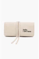 Organisateur de bijoux en toile beige personnalisé avec fermeture à cordon, pochette de rangement portable pour bijoux