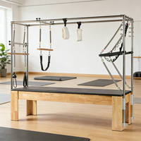 Equipo de Pilates Reformer Resistente, para Flexibilidad, Estiramiento Muscular, Reformer de Madera de Roble, Cadillac de Pilates de Madera de Roble para Gimnasio