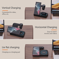 Station de charge sans fil multifonction 4-en-1 avec support, pliable, rapide et portable pour téléphone, montre et écouteurs