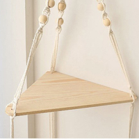 Étagères triangulaires à deux niveaux pour la décoration murale Macrame Boho Home Decor Plant Hanger Candle Holder for Living Room Bedroom Bathroom