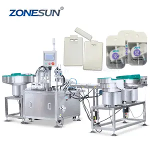 ZONESUN ZS-AFC6P pompa peristaltik, kepala ganda semprotan kartu kredit saku parfum kartu botol putar mengisi dan mesin tutup