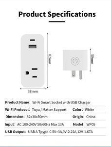 Cozylife Smart <b>Plug</b> Us <b>Plug</b> Type Wi-Fi Universal Plastic Material Tuya System With 5V 2.0A Usb - Product Image 4