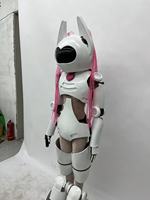 Costume de mascotte de robot fille réaliste grandeur nature portable à LED à vendre