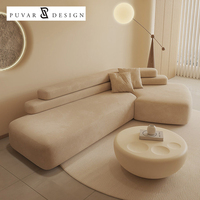 Canapé d'angle modulable en tissu, design minimaliste moderne, pour salon, avec zone de repos et combinaison de formes irrégulières