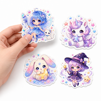Autocollants personnalisés Kawaii Sorcière Fée Licorne Dessin Animé Imperméables Auto-adhésifs Lune Vinyle Découpé pour Bouteilles et Journaux