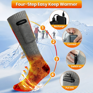 Chaussettes chauffantes CZFIT en gros pour l'hiver, le <span class=keywords><strong>ski</strong></span> en plein air, avec fonction de réglage de la température à trois niveaux, chaussettes de <span class=keywords><strong>ski</strong></span> chauffantes à piles - Product Image 5