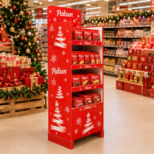 Chocolate Corrugated Floor Display, Custom Christmas <b>Print</b> for Festive Candy, Sturdy <b>Stand</b> for Supermarket Holiday Aisles - Product Image 3