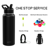 Bouteille d'eau en acier inoxydable à double paroi avec logo personnalisé flacon à vide isolé enduit de poudre 20oz 32oz 40oz bouteille d'eau