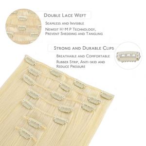 Vente flash : Extensions de cheveux invisibles à clips, 100 % vierges, non traitées, cheveux humains russes, double trame, faciles à appliquer et à retirer - Product Image 3