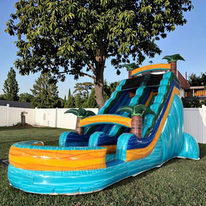 <span class=keywords><strong>Toboggan</strong></span> aquatique commercial de 15 pieds à double voie <span class=keywords><strong>avec</strong></span> grande piscine, <span class=keywords><strong>toboggan</strong></span> aquatique gonflable pour enfants, amusement estival - Product Image 1