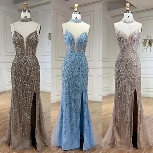 Serena collina argento Nude sirena Spaghetti con cinturino Modulare abiti da sera con perline abiti da ballo per feste 2024 LA72047B personalizzati - Product Image 2