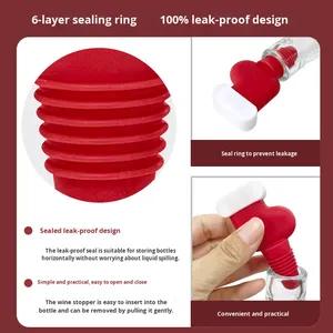 Tapón de Botella de <span class=keywords><strong>Vino</strong></span> de Silicona Creativo, Moderno y Minimalista con Diseño de <span class=keywords><strong>Caperucita</strong></span> <span class=keywords><strong>Roja</strong></span> Navideña, Regalo Navideño - Product Image 2