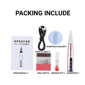 ชุดเครื่อง<span class=keywords><strong>เจาะ</strong></span>เล็บไฟฟ้าขนาดเล็ก30000รอบต่อนาทีของ ZS-116ชุดเครื่องมือปากกาทำเล็บ - Product Image 6