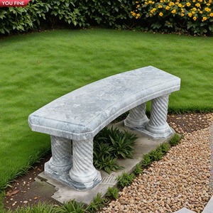 Panca da Giardino in <span class=keywords><strong>Marmo</strong></span> Beige Intagliata a Mano YOUFINE, Stile Europeo, per Decorazione <span class=keywords><strong>di</strong></span> Ville e Cortili - Product Image 4
