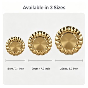 Assiettes de présentation européennes en acier inoxydable de 18-30 cm, dorées, argentées ou noires, pour la décoration de mariage - Product Image 2