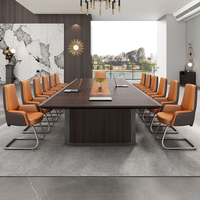 Mobilier de bureau en bois de style moderne Bureau de réunion et table de conférence avec panneau de 8 chaises Style bois